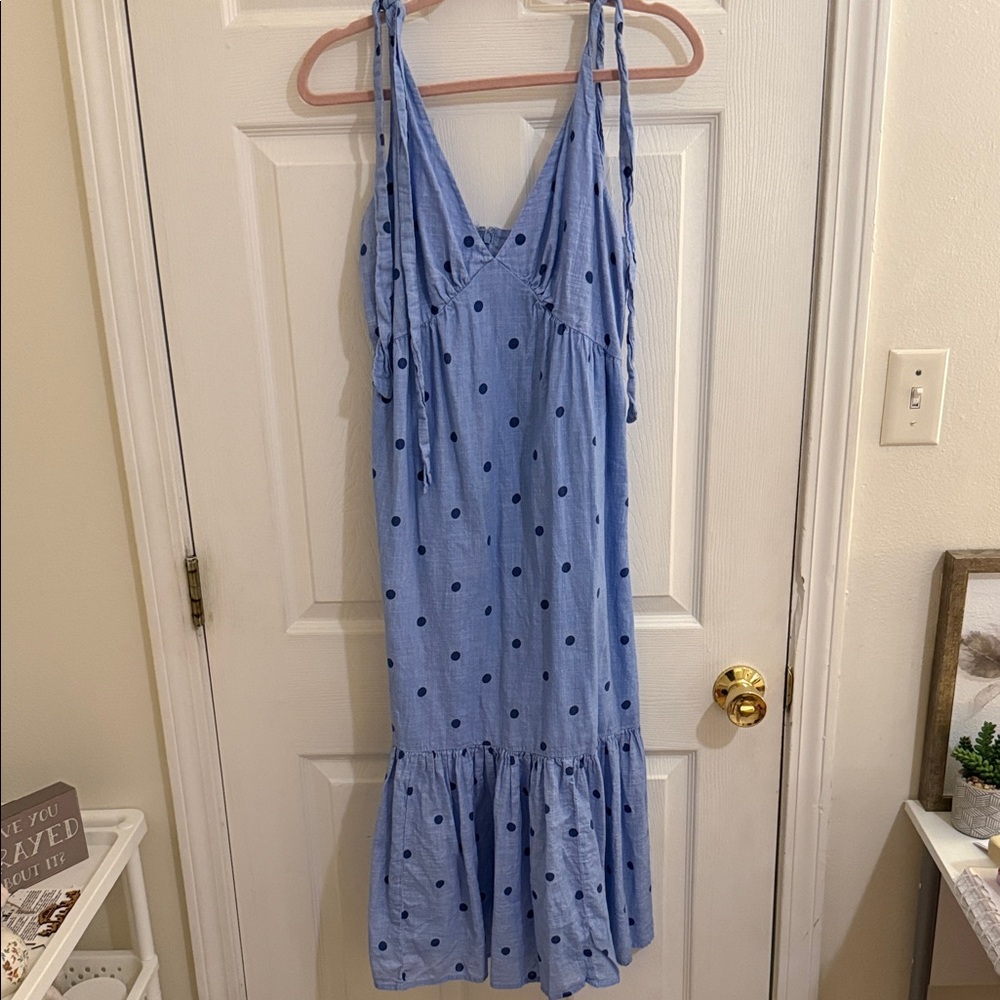 Blue Polka Dot Midi Dress